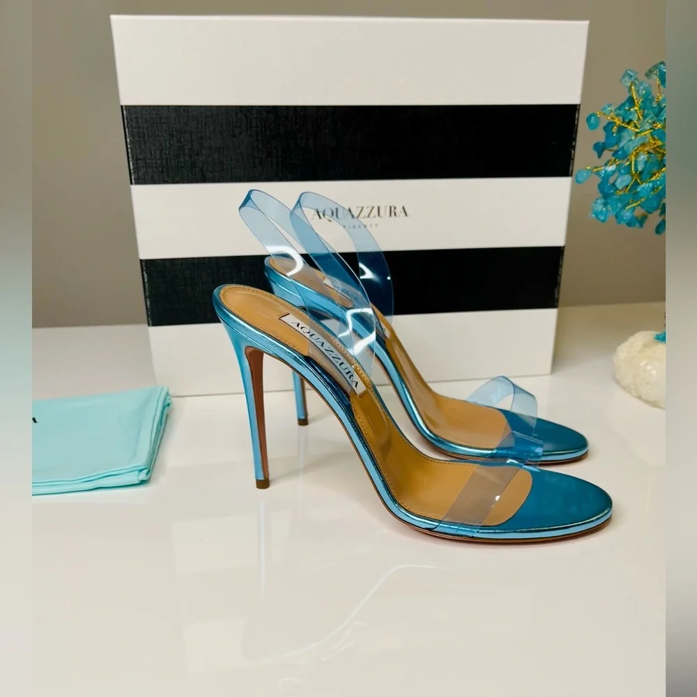 Aquazzura - So Nude PVC Slingback Sandals Ice - 37 (7) - New in Box - Picture 4 of 16